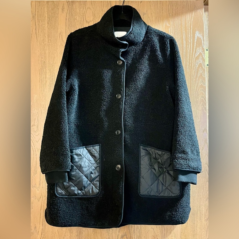 LOFT Shearling Mixed Media Coat